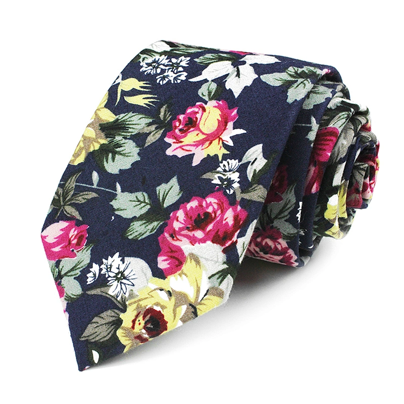 Custom Cotton Necktie Leisure Floral Tie Cotton Ties Printed Neck Ties For Men