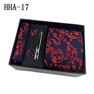 Custom Men Ties and Hanky Set Floral Neckties With Pocket Squares Fashion Tie Clip Pocket Square and Cufflink Set Gift Box