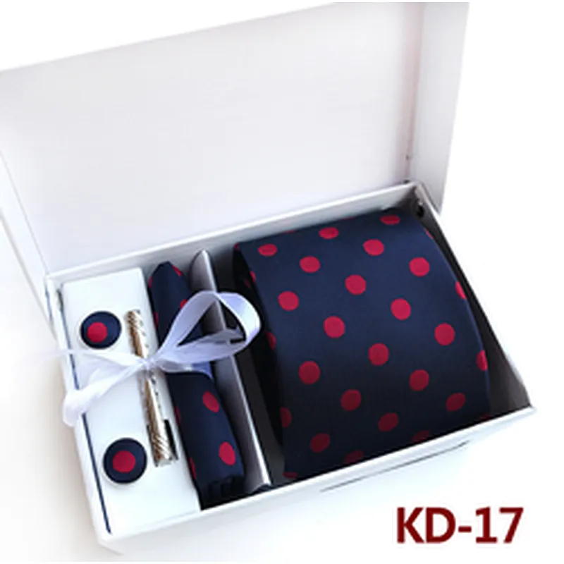 Classic Dot Neckties with Pocket Squares Custom Men Ties and Hanky Set Tie Clip Pocket Square and Cufflink Set Gift Box