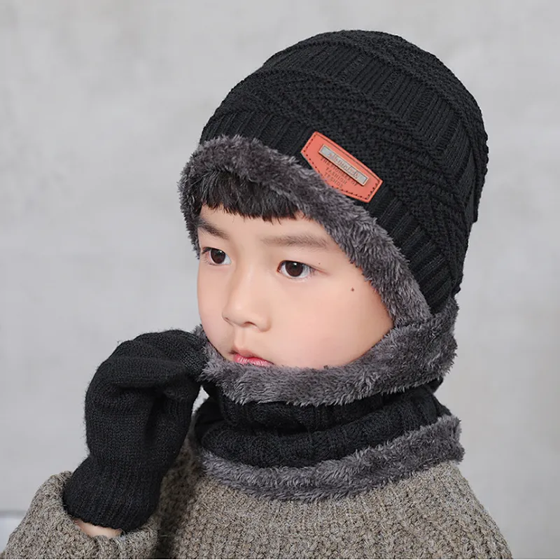 High quality children winter hats Cute Winter boy Caps knitted Boy Warm Pompom Beanies children beanie hats