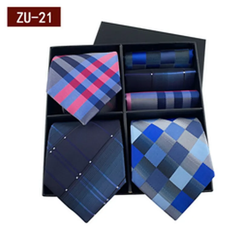 Casual Mens Ties and Pocket Square Set 2021 Regular Men Ties and Hanky Set Custom Men Necktie Set Gift Box