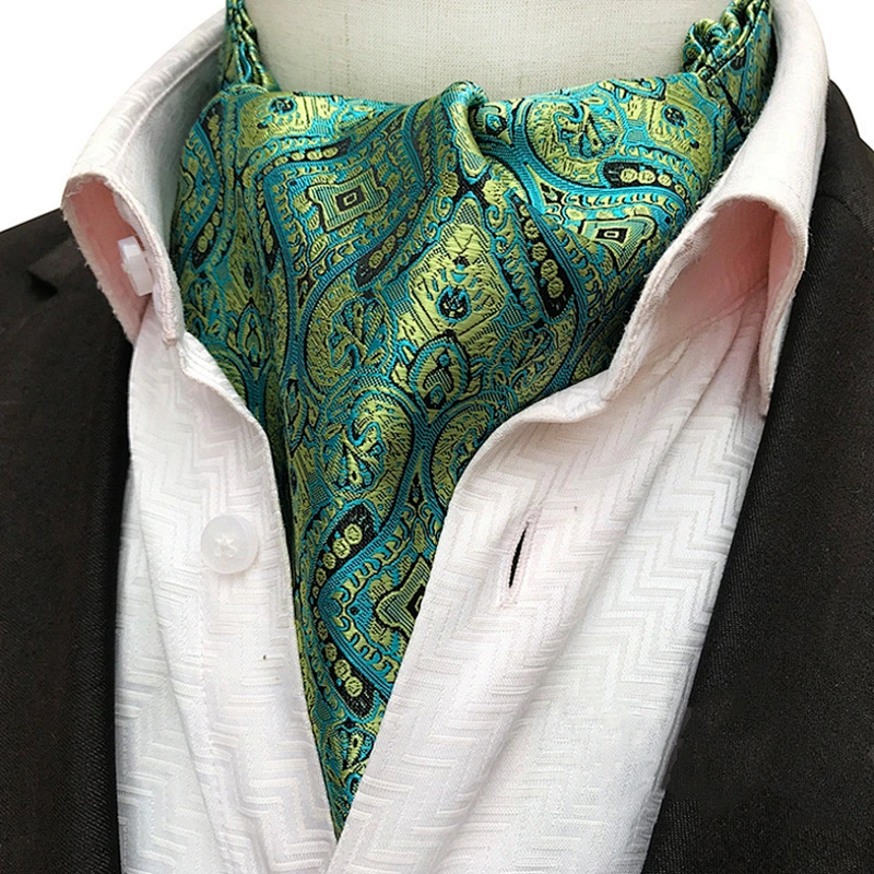 Fashion Paisley Folard Mens Ascot Casual Cravate Homme Polyester Jacquard Woven Ties For Men Italian