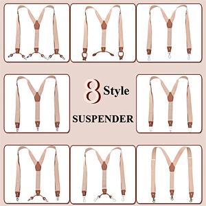 Latest Business Men Suspenders Luxury Multi-Function Suit 8 Kinds Of Clips Suspenders DIY Leather Suspender For Men Gift