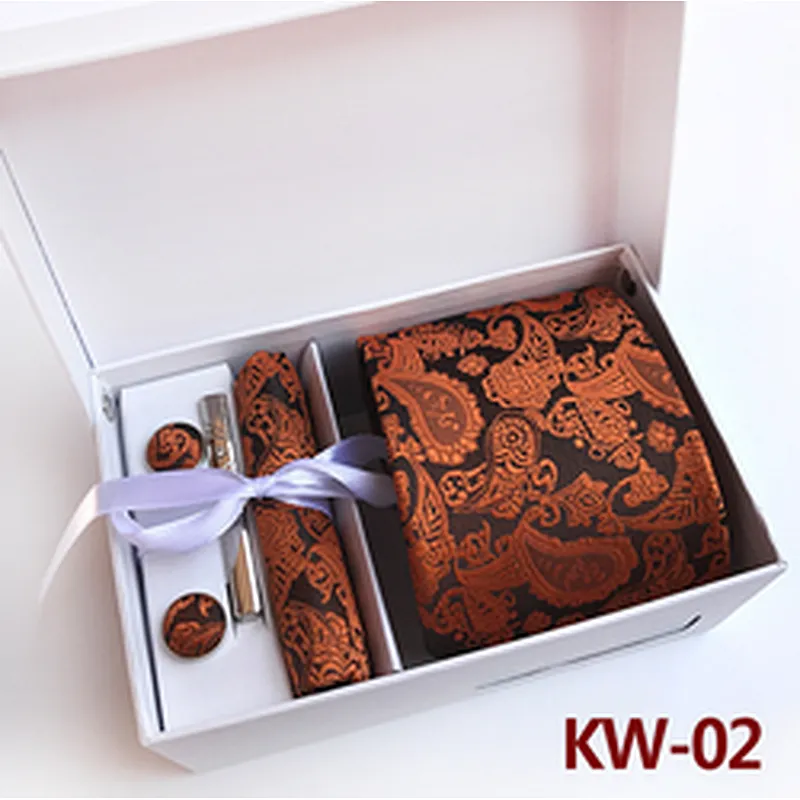 Casual Neckties With Pocket Squares Custom Men Ties and Hanky Set Paisley Tie Pocket Square and Cufflink Set Gift Box
