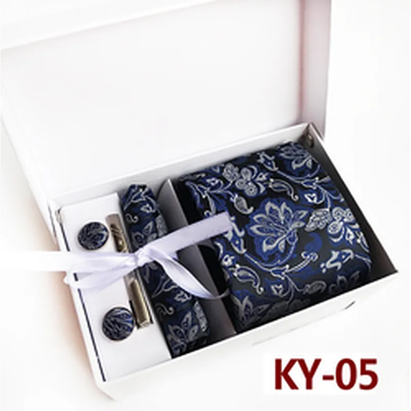 Paisley Neckties With Pocket Squares Custom Men Ties and Hanky Set Casual Tie Clip Pocket Square and Cufflink Set Gift Box