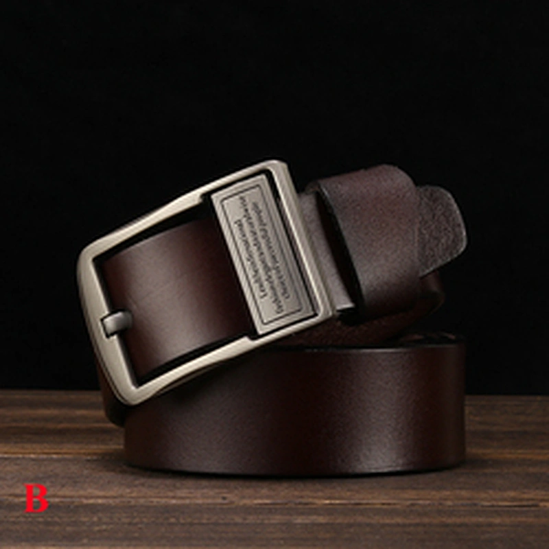 Wholesale Custom New Adjustable Casual Pin Buckle Belt Fashion Luxury Business Men Black Genuine Leather Belt