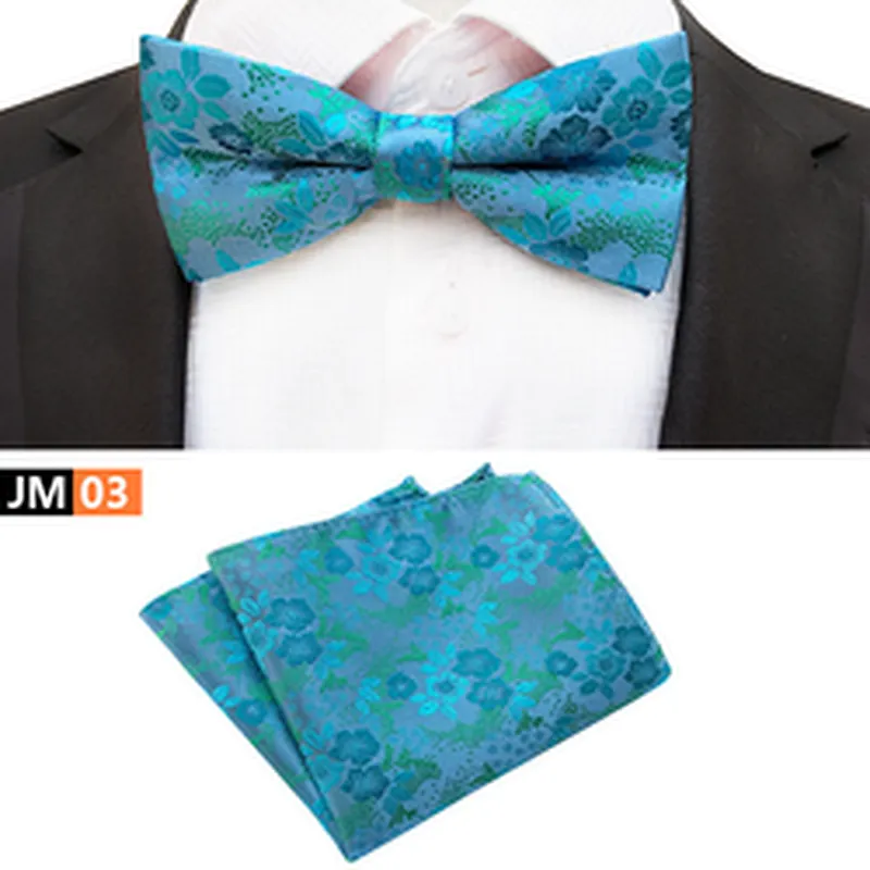 Casual Mens Bow Ties and Hanky Sets Floral Pocket Squares for Men Custom Men Bow Tie Sets Handkerchief Set