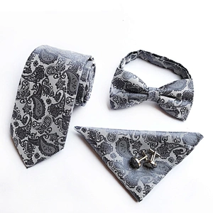 Paisley Bow Tie Necktie Set Gift Box Fashion Mens Neck Tie Set Wholesale Tie Pocket Square And Cufflink Set