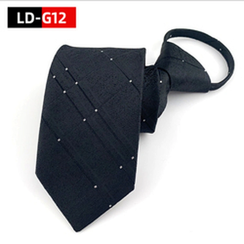 Wholesale Lazy Neck Tie Elastic Adjustable Fashionable Necktie With Zipper Tie Plastic Polyester Zipper Ties For Men