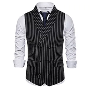 Formal Men's Vests & Waistcoats Suits Smart Casual Cotton Chalecos Hombre Striped Men's Innerwear Vest