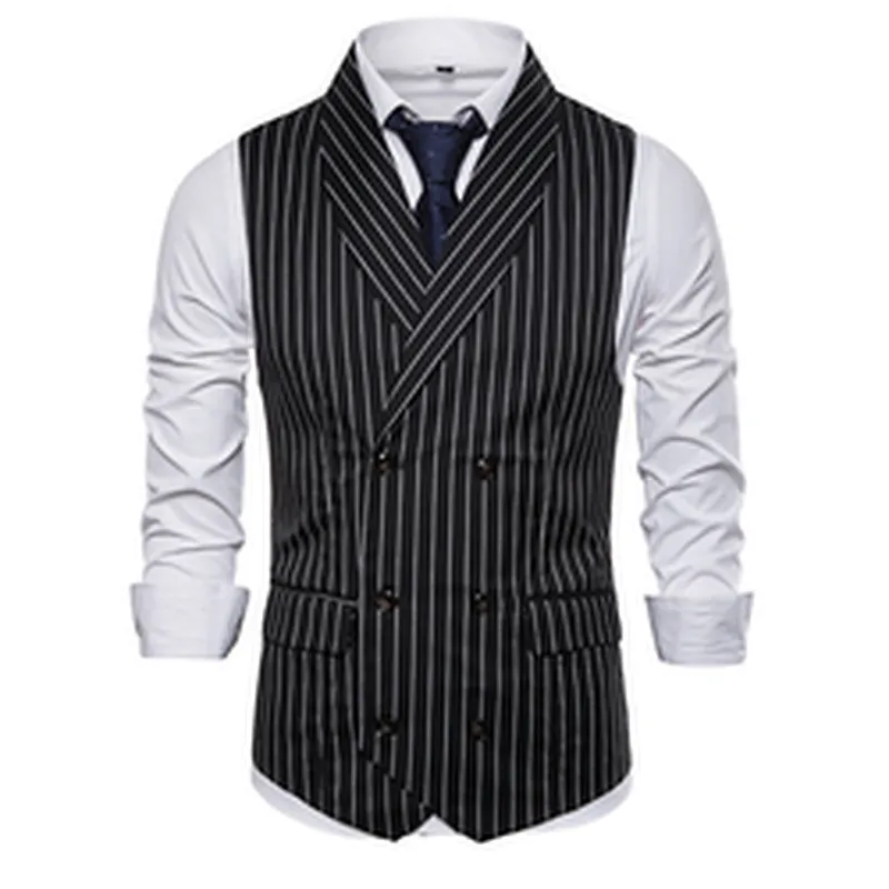 Formal Men's Vests & Waistcoats Suits Smart Casual Cotton Chalecos Hombre Striped Men's Innerwear Vest