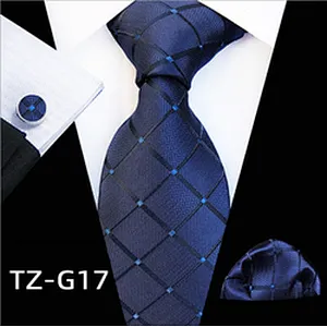 Striped Neckties with Pocket Squares Wholesale Men Ties and Hanky Set Classic Tie and Cufflinks Set Ensemble Cravate