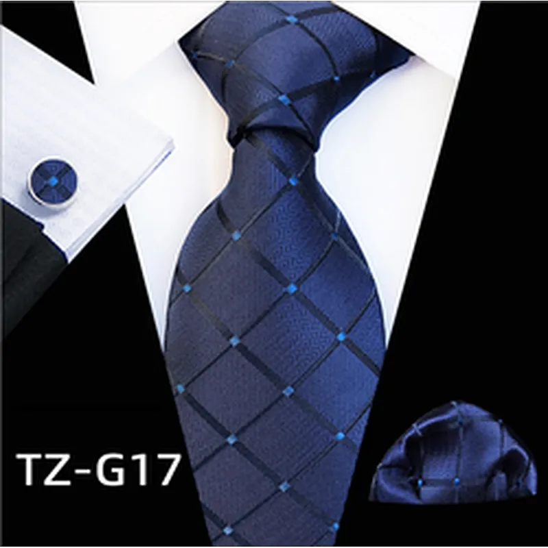 Striped Neckties with Pocket Squares Wholesale Men Ties and Hanky Set Classic Tie and Cufflinks Set Ensemble Cravate