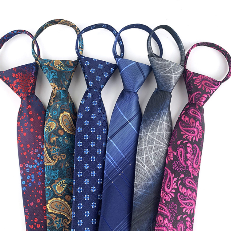Wholesale Zipper Tie Plastic Classic Popular Plain Zipper Necktie Jacquard Lazy Tie Boys Zipper Ties For Men