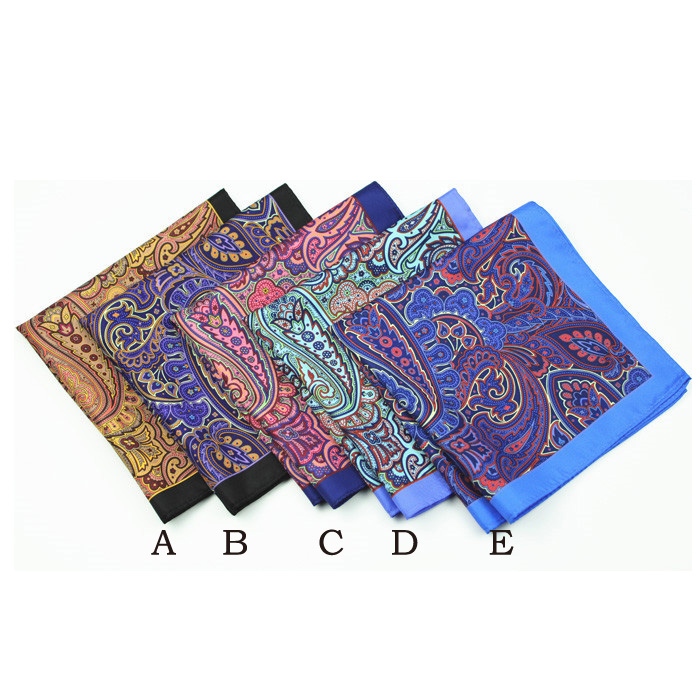 Colors Paisley Pocketsquare Brand Pocket Squares Fashion Paisley Colors Digital Printing Handkerchief for Suit Pocket 100% Silk