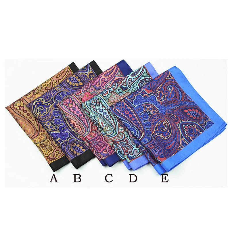 Colors Paisley Pocketsquare Brand Pocket Squares Fashion Paisley Colors Digital Printing Handkerchief for Suit Pocket 100% Silk