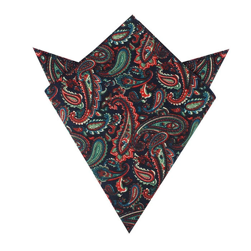 Hot Sale 100% Cotton Floral Handkerchief Colorful Edges Men Pocket Square