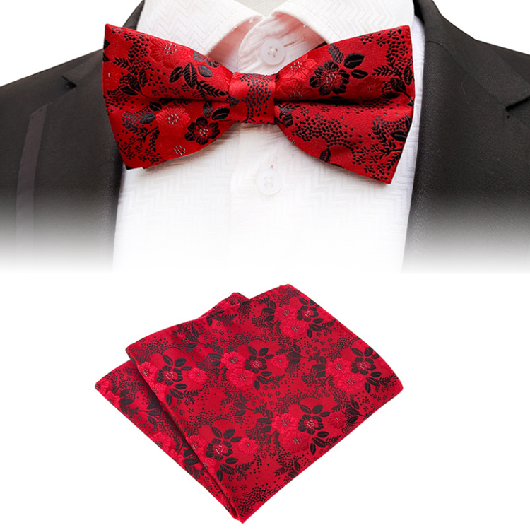 Casual Mens Bow Ties and Hanky Sets Floral Pocket Squares for Men Custom Men Bow Tie Sets Handkerchief Set