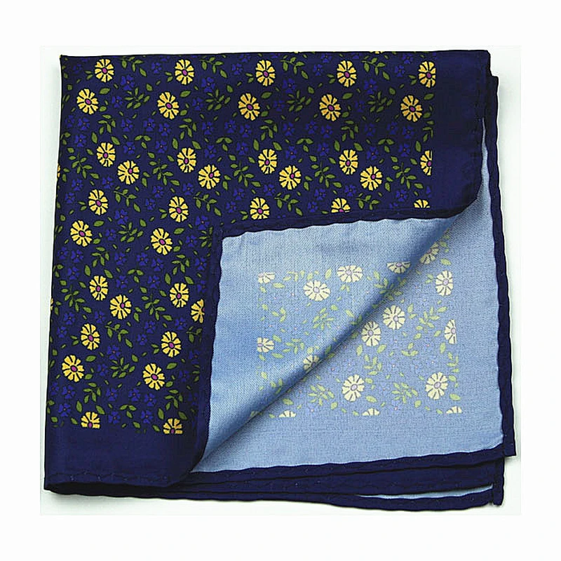 Check Pattern Hanky Machine Hemming Men's Pocket Square Wholesale Anchor Cotton Handkerchief 100% Silk Men Custom Logo