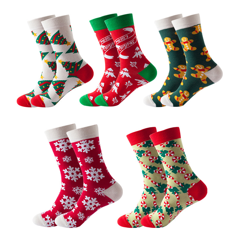 Wholesale men Christmas knitting Woven socks Snowman Santa cartoon socks Unisex European and American style Christmas socks