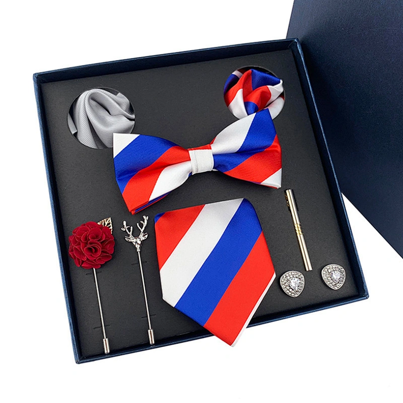 Fashion Necktie Set Gift Box Lattice Costume Cravate 8 Pieces Luxury Mens Tie Sets Gift Box Polyester Neck Tie Gift Set