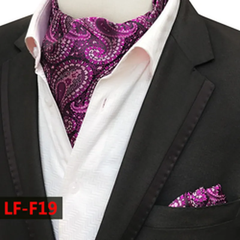 Fashion Folard Mens Ascot Classic Cravate Homme Paisley Jacquard Woven Hanky Set Polyester Hankerchief for Men
