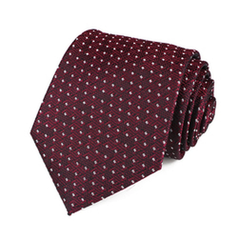 Custom Necktie Set Fashionable Gravata Masculina Jacquard Woven Wine Red Plain Polyester Ties