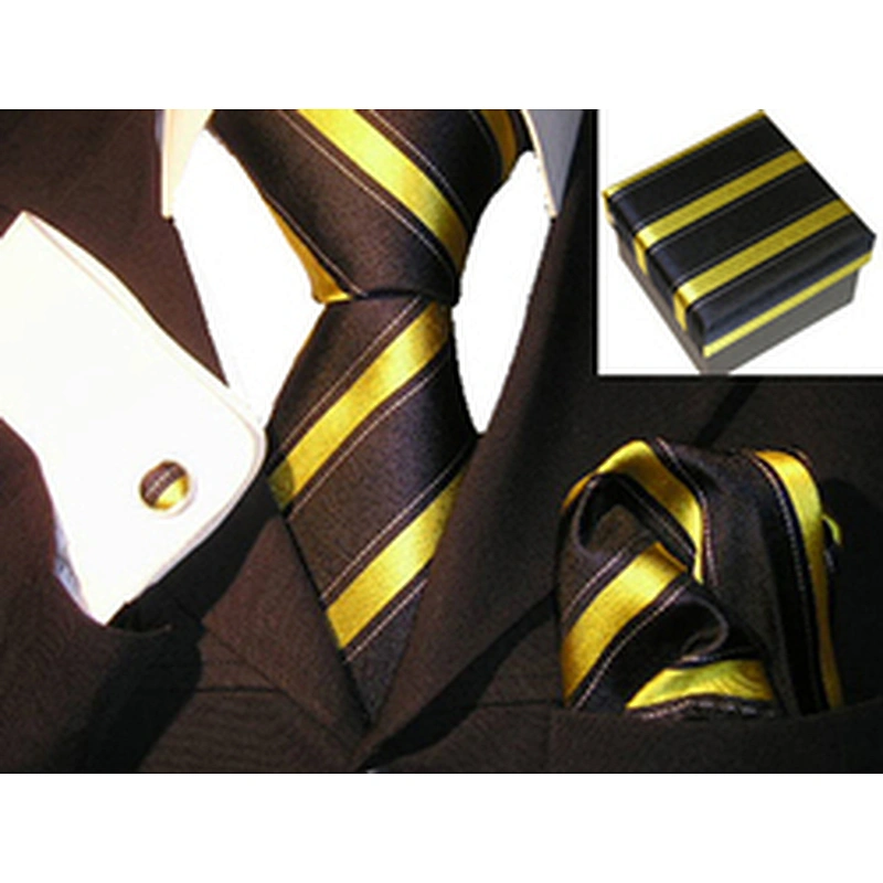 Wholesale Silk Tie Set Luxury Neckties With Pocket Square Men Handkerchief In Gift Box Custom Tie Pocket Square and Cufflink Set