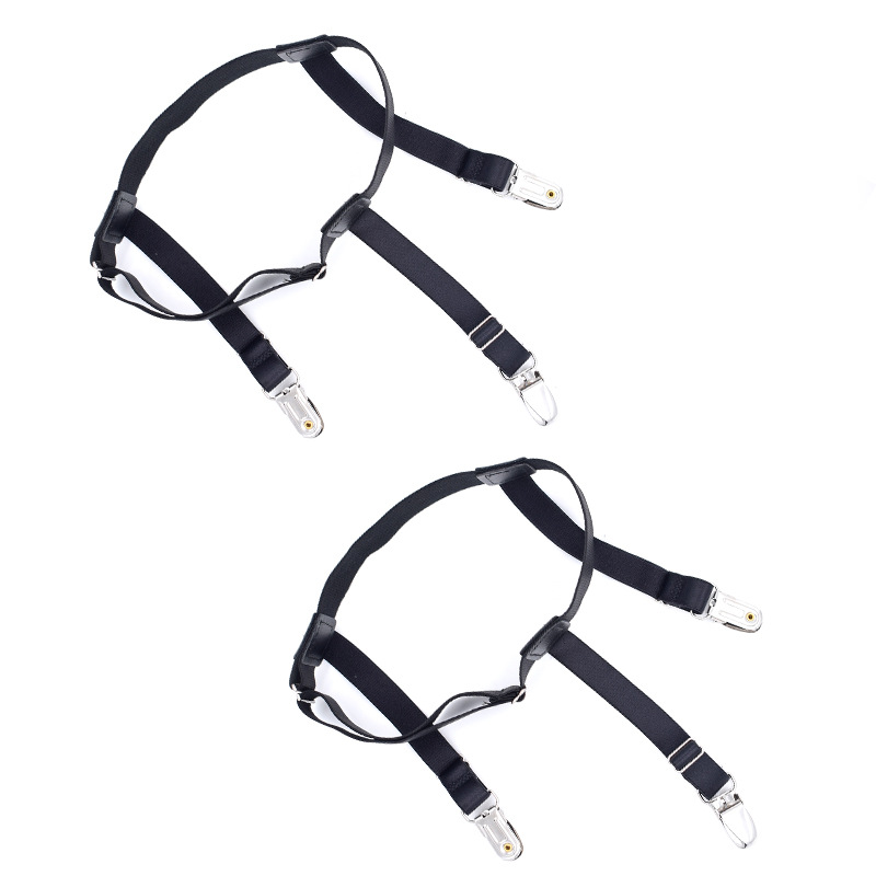 Wholesale Mens Shirt Holder Straps Adjustable Elastic Shirts Garters with Non-slip Locking Clamps
