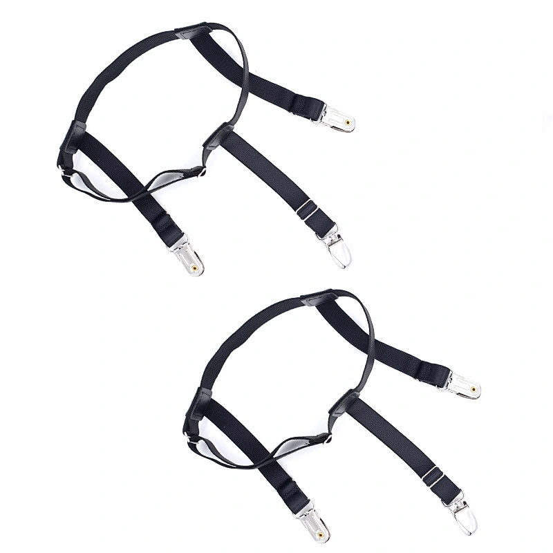 Wholesale Mens Shirt Holder Straps Adjustable Elastic Shirts Garters with Non-slip Locking Clamps