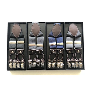 Customized Fashion High Quality 3.5cm width elastic adjustable Jacquard Woven 6 Clip Y Shape Suspenders For Men Trousers