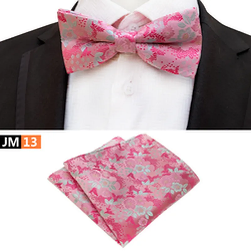 Custom Mens Bow Ties and Hanky Sets Floral Men Bow Tie Sets Handkerchief Set Fashion Pocket Squares for Men