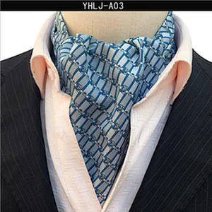 Casual Mens Ascot Polyester Jacquard Woven Ties For Men Italian Classic Paisley Cravate Tie