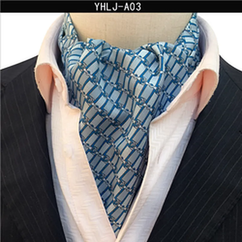Casual Mens Ascot Polyester Jacquard Woven Ties For Men Italian Classic Paisley Cravate Tie