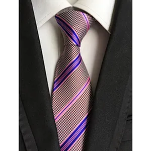 Wholesale Business Silk Ties Formal Stripe Silk Neckties Men Polyester Jacquard Woven Cravate Homme