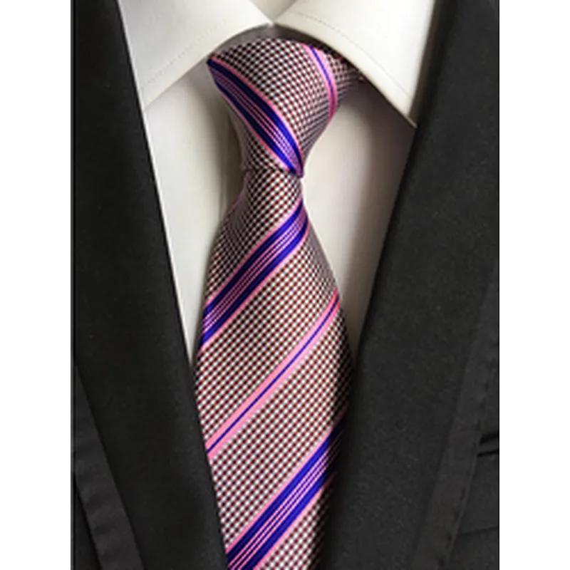 Wholesale Business Silk Ties Formal Stripe Silk Neckties Men Polyester Jacquard Woven Cravate Homme