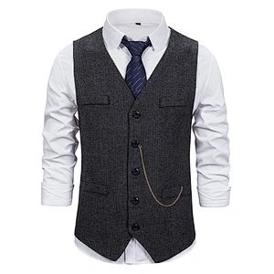 Formal Men's Vests & Waistcoats Suits Casual Cotton Men's Innerwear Vest Solid Chalecos Hombre With Chains