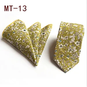 Casual Neckties with Pocket Squares Floral Men Ties and Hanky Set Classic Neck Ties For Men
