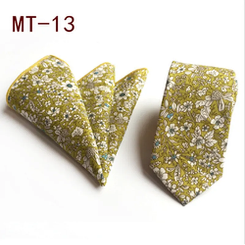 Casual Neckties with Pocket Squares Floral Men Ties and Hanky Set Classic Neck Ties For Men