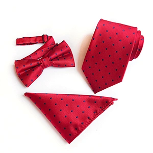 Fashion Neckties with Pocket Square Casual Dot Men Ties and Hanky Set Party Men Bow Tie Set Handkerchief Set