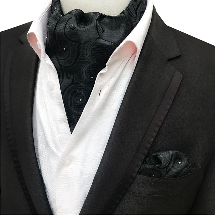Fashion Folard Mens Ascot Classic Cravate Homme Paisley Jacquard Woven Hanky Set Polyester Hankerchief for Men