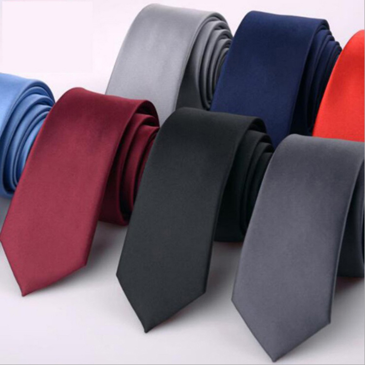 Wholesale Classic Slim Popular Plain Ties Men Custom Logo Polyester Woven Solid Necktie Gift