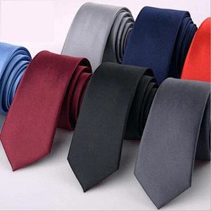 Wholesale Classic Slim Popular Plain Ties Men Custom Logo Polyester Woven Solid Necktie Gift