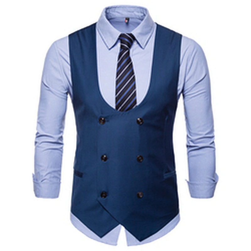 Formal Men Vest Waistcoat Cotton Custom Suit Vest Men Double Breasted Casual Solid Chalecos Hombre