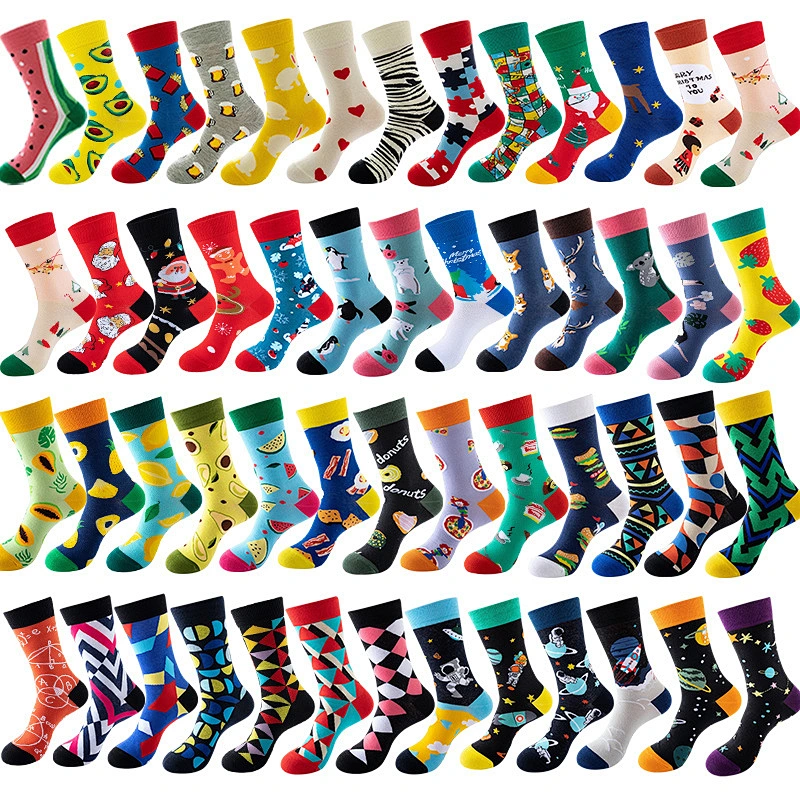 Wholesale Cotton Colorful Fruit Animal Festival Funny Crew Women Men Custom Unisex Funny Socks