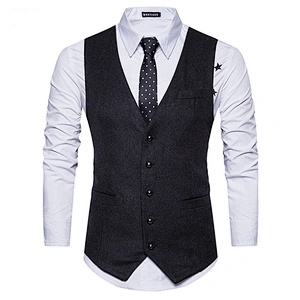 Formal Men Vest Waistcoat Casual Solid Suit Vest Men Single Breasted Cotton Chalecos Hombre