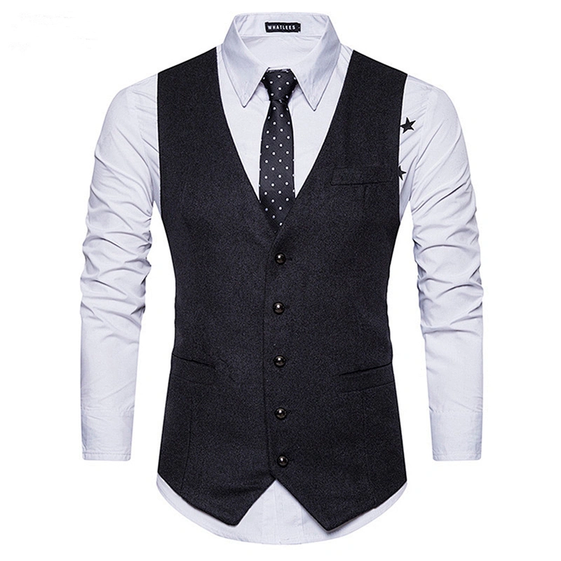 Formal Men Vest Waistcoat Casual Solid Suit Vest Men Single Breasted Cotton Chalecos Hombre