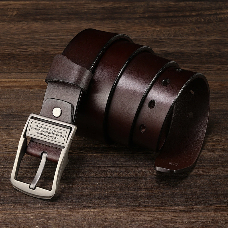 Wholesale Custom New Adjustable Casual Pin Buckle Belt Fashion Luxury Business Men Black Genuine Leather Belt