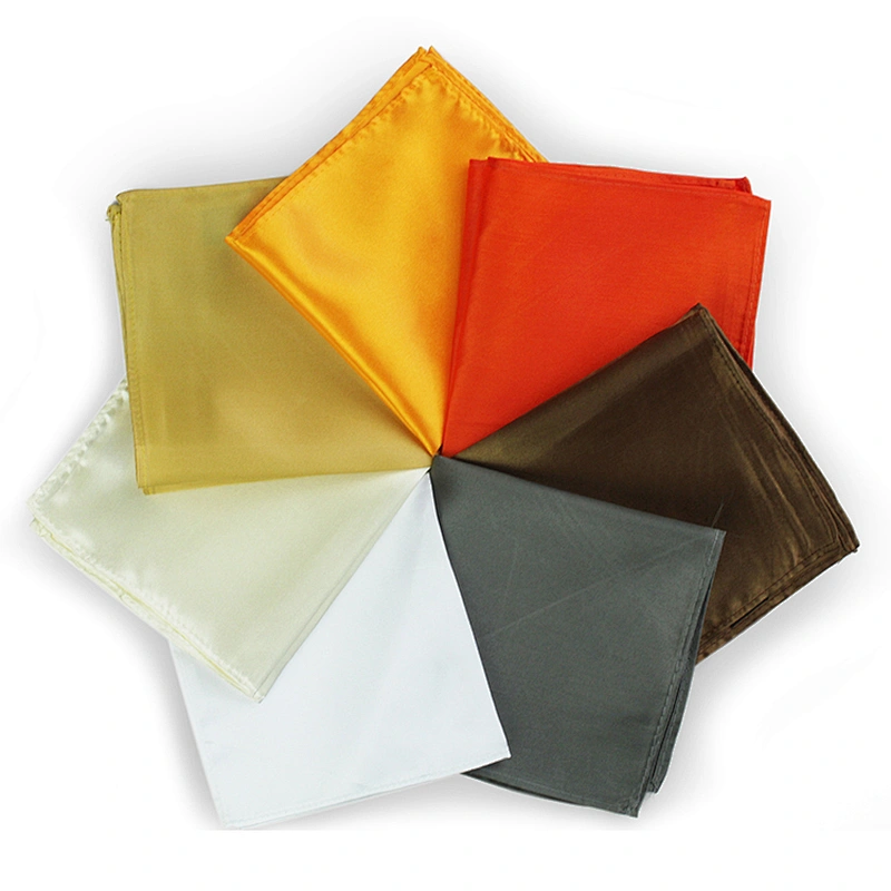 Mouchoir Solid Color Scarfs Polyester Plain Square Scarf Foulard Carre Satin Pocket Square For Men
