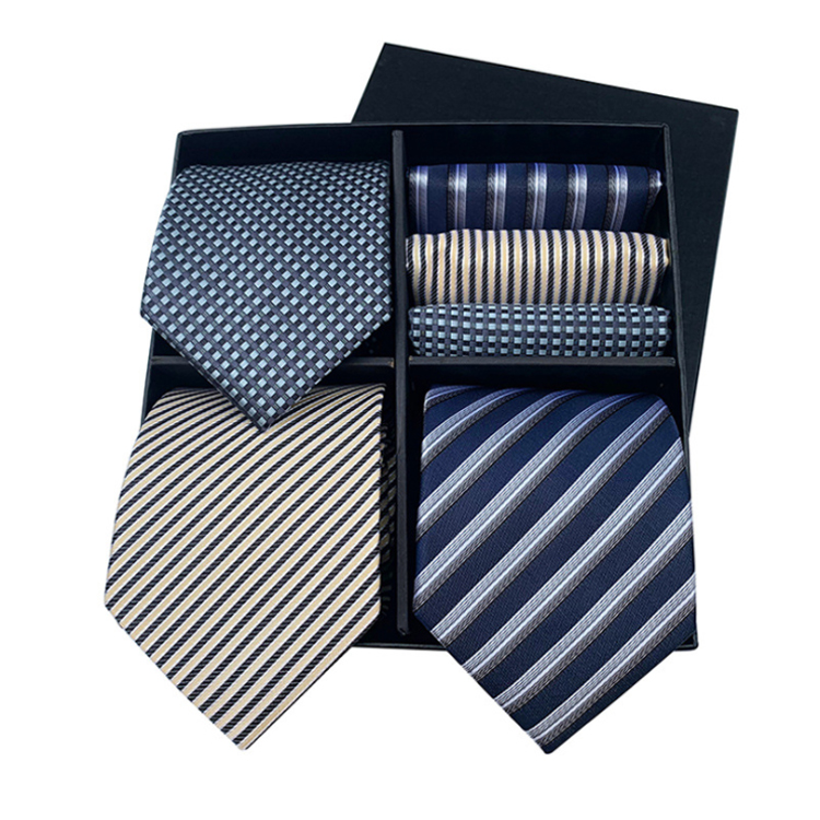 Fashion Gravata Masculina Luxury Jacquard Mens Ties Silk Box Set Custom Necktie Set Gift Box With Logo